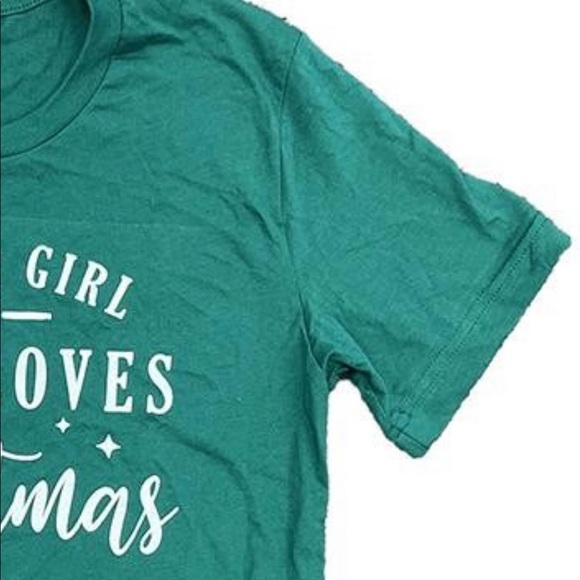 Girl Loves Christmas Graphic Tee. Ready for Christmas Day with pretty tee - Picture 2 of 5